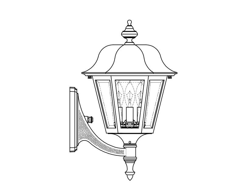 Manor, Medium, aluminum, Wall Mount, Clear acrylic, (3) 25W B10, 120V